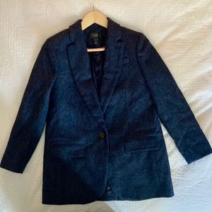 Navy herringbone wool tweed JCrew blazer in 4P